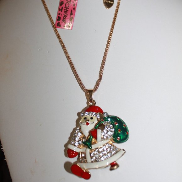 Betsey Johnson Jewelry Betsey Johnson Christmas Clear Crystal Santa